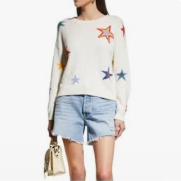Rails Perci Multicolor Multi Star Sweater Small Crewneck Knit Cashmere cotton - Picture 1 of 11